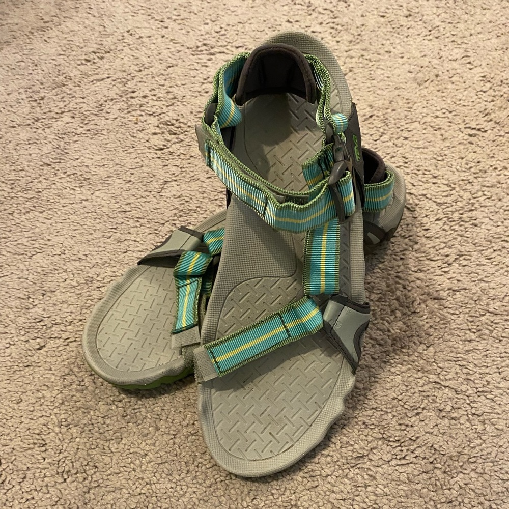 Teva Aqua Green and Yellow Striped Waterproof Sandals - Picture 2 of 4